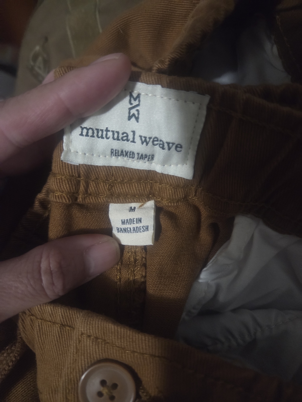 Button-Front Drawstring Chinos - Brown - Picture 7 of 7